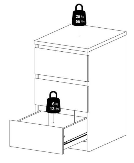 Naia Bedside Cabinet - 3 Drawer - White Gloss