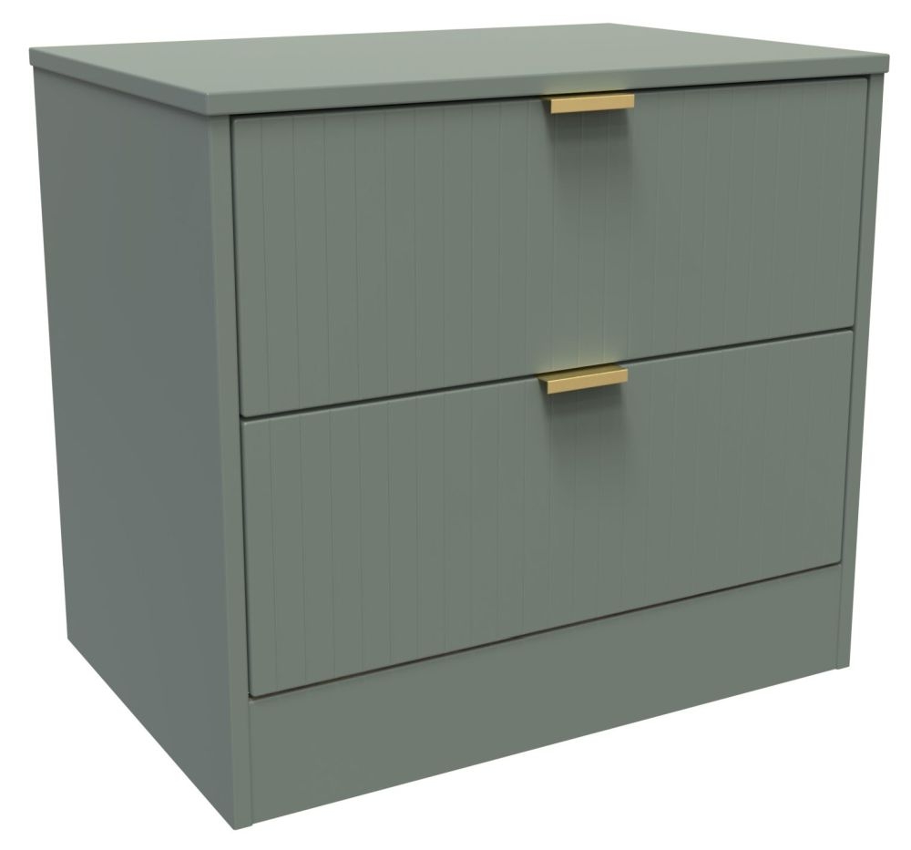 Nashville Bedside Cabinet - Midi - 2 Drawer - Green