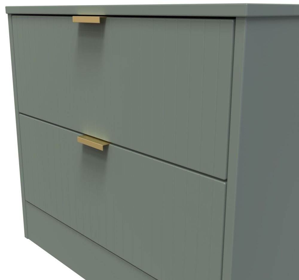 Nashville Bedside Cabinet - Midi - 2 Drawer - Green