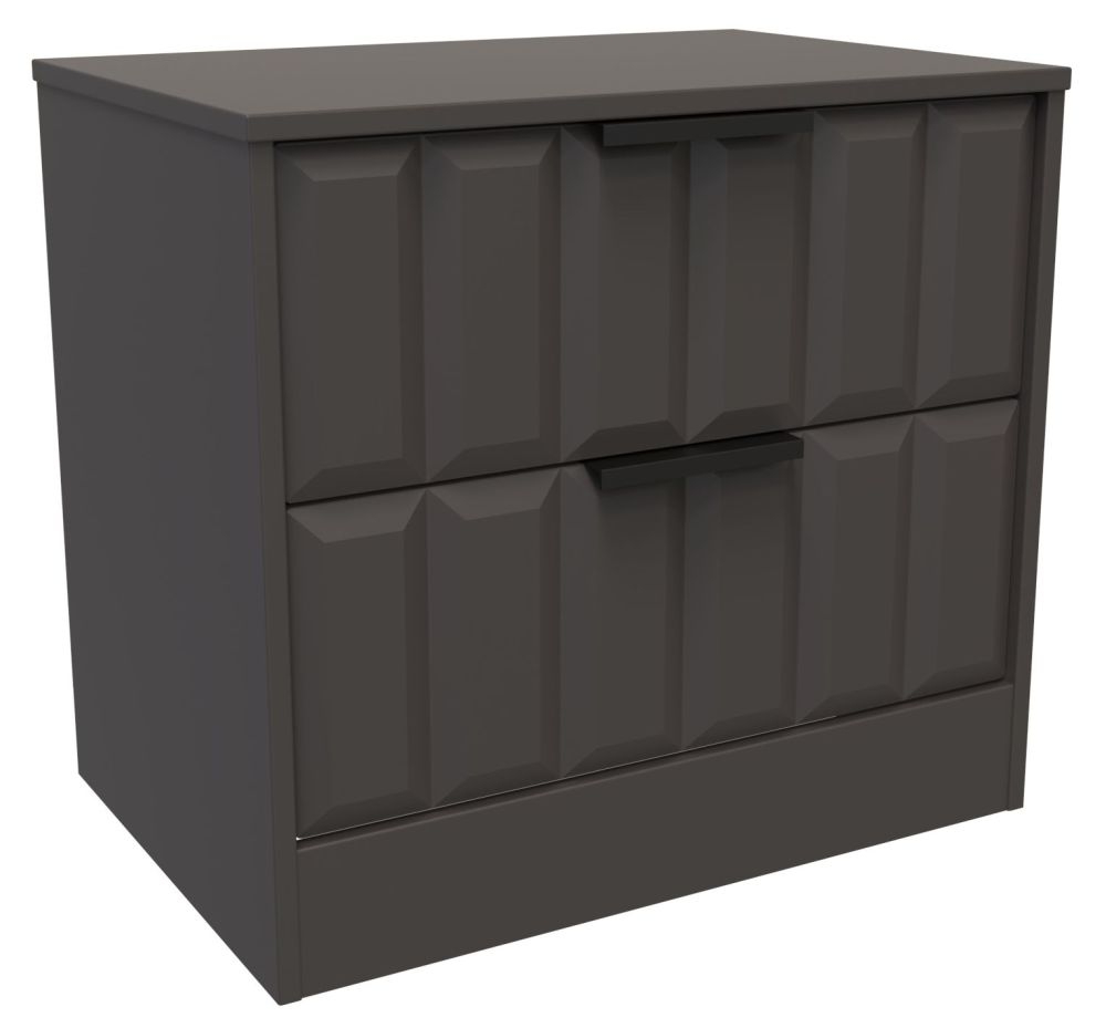 New York Bedside Cabinet - 2 Drawer - Graphite