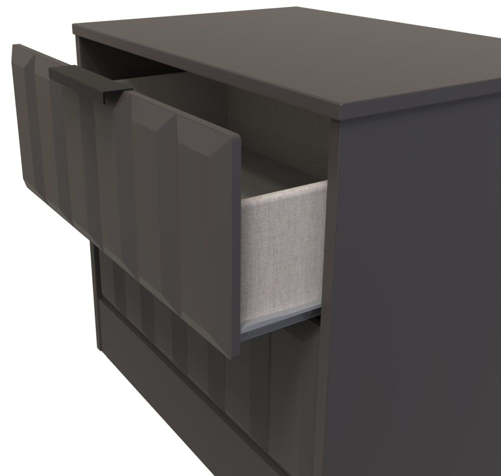 New York Bedside Cabinet - 2 Drawer - Graphite