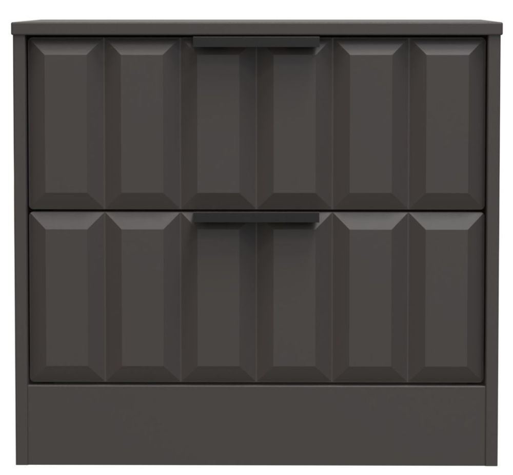 New York Graphite 2 Drawer Bedside Cabinet