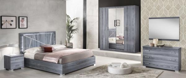 Nicole Grey Italian 2 Drawer Bedside Cabinet