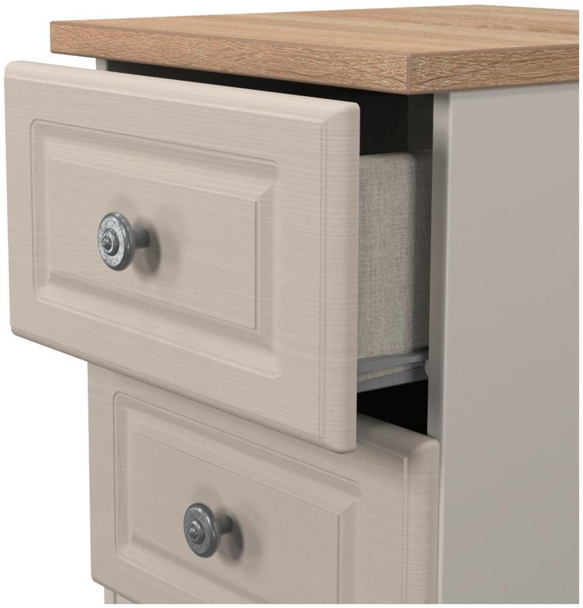 Norfolk Bedside Cabinet - 2 Drawer - Cashmere and Oak
