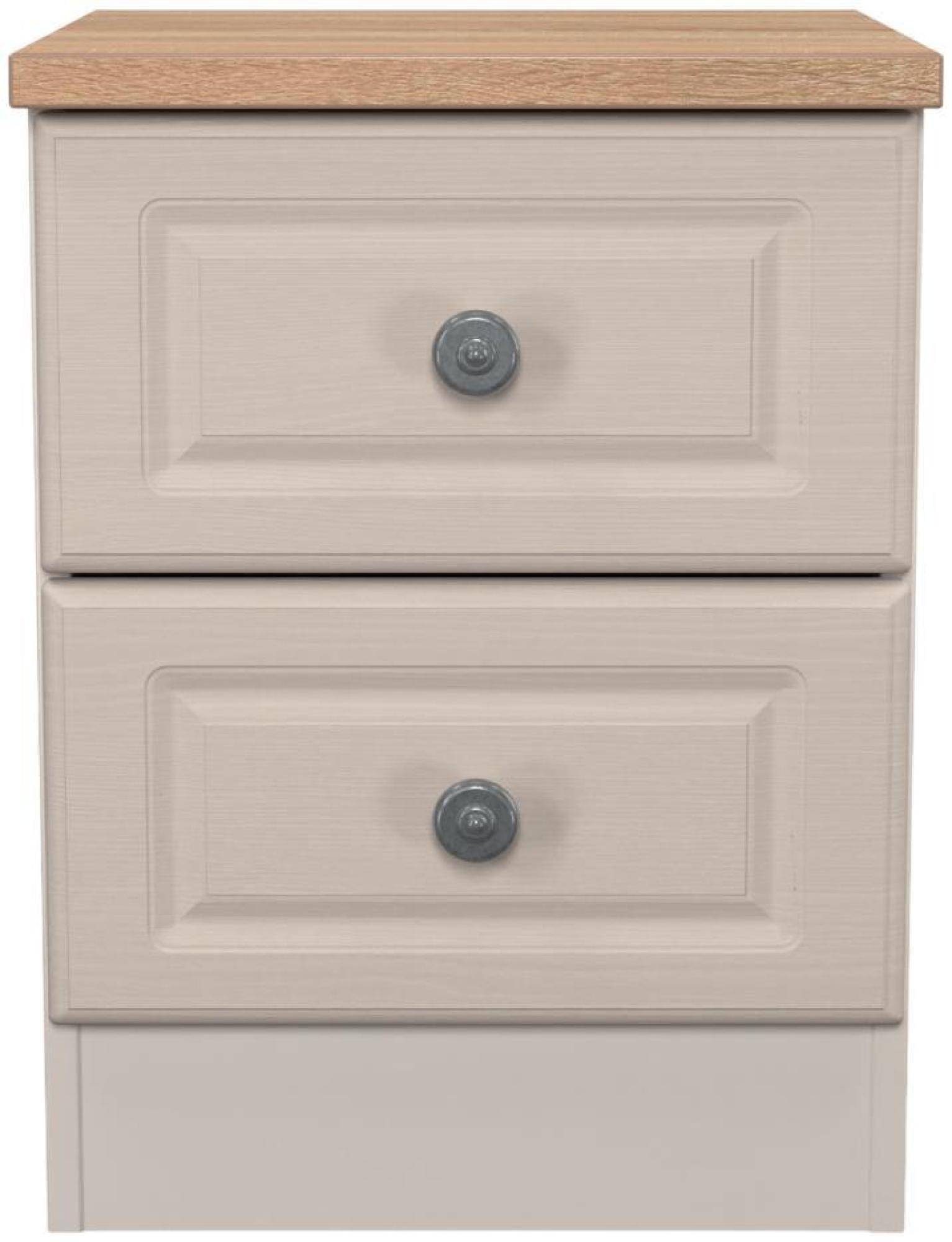 Norfolk Cashmere and Oak Effect Oak 2 Drawer Bedside Cabinet