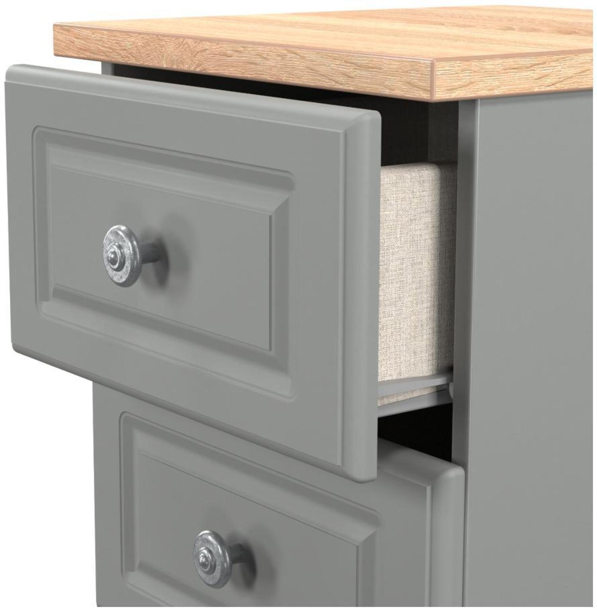 Norfolk Bedside Cabinet - 3 Drawer - Grey and Oak