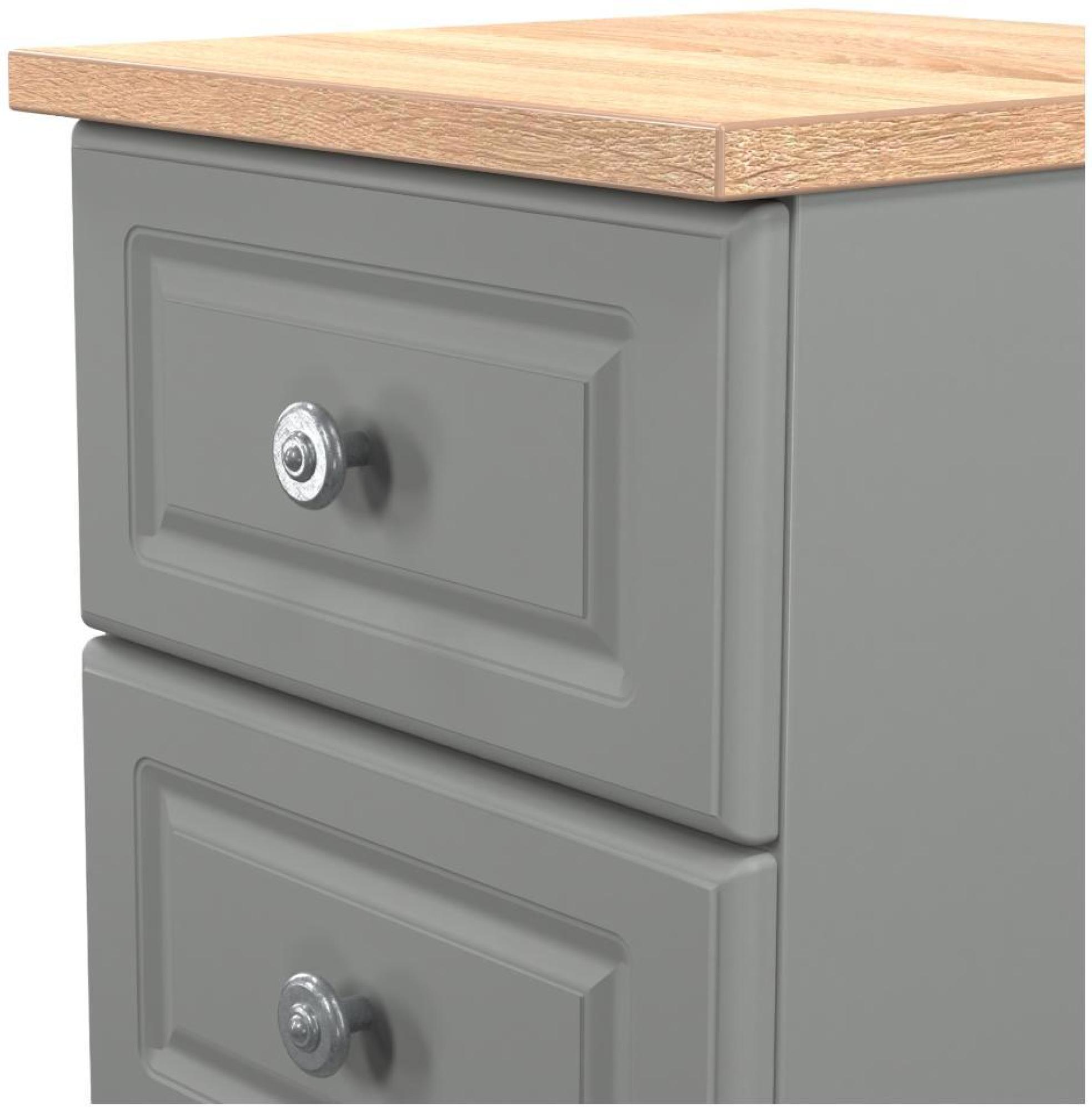 Norfolk Bedside Cabinet - 2 Drawer - Grey and Oak