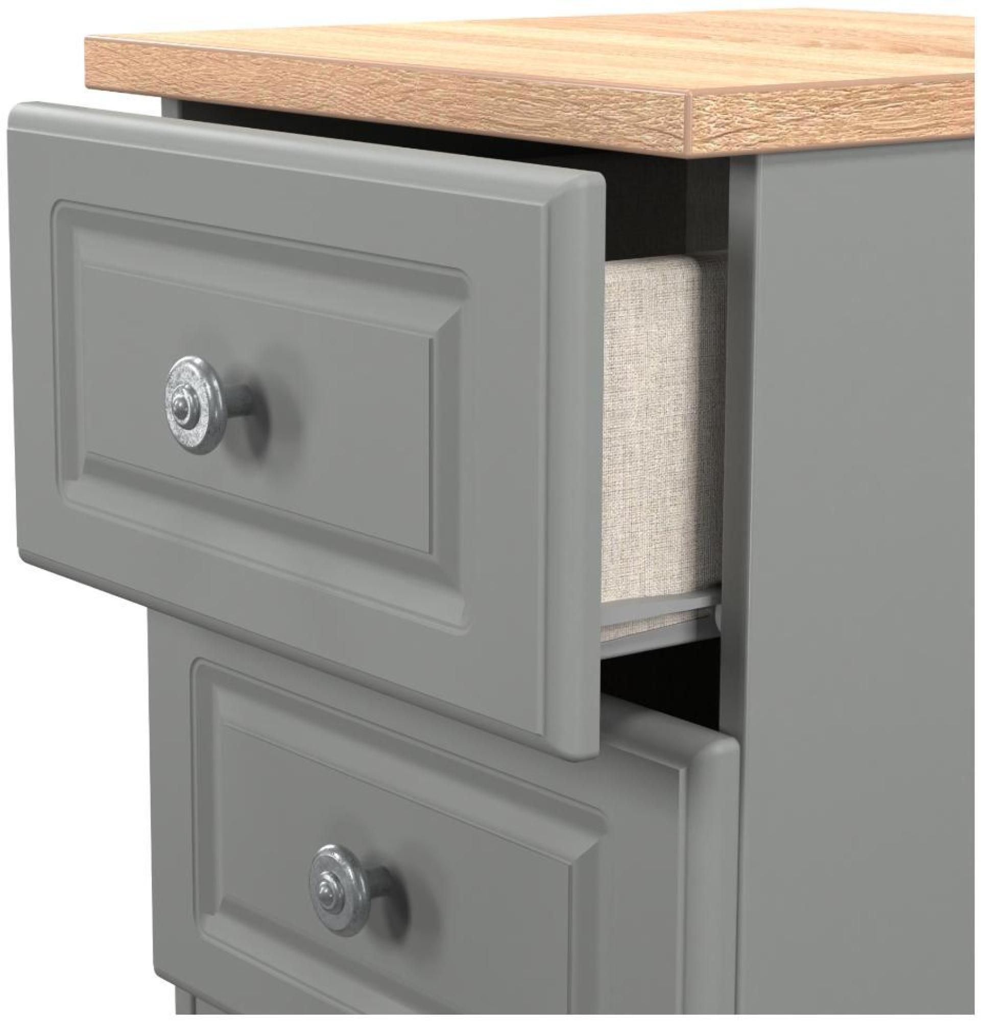 Norfolk Bedside Cabinet - 2 Drawer - Grey and Oak