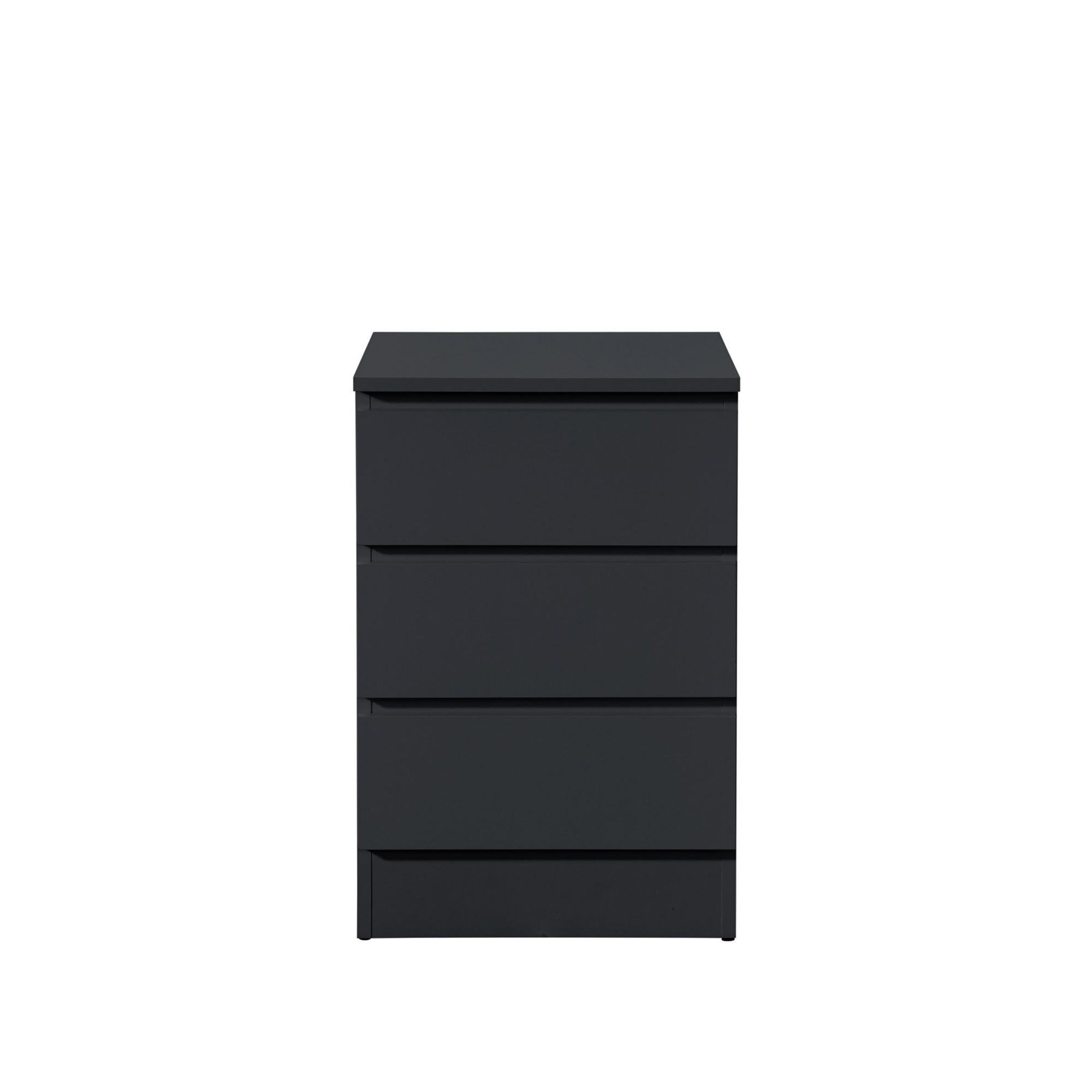 Oslo Bedside Cabinet - 3 Drawer - Black