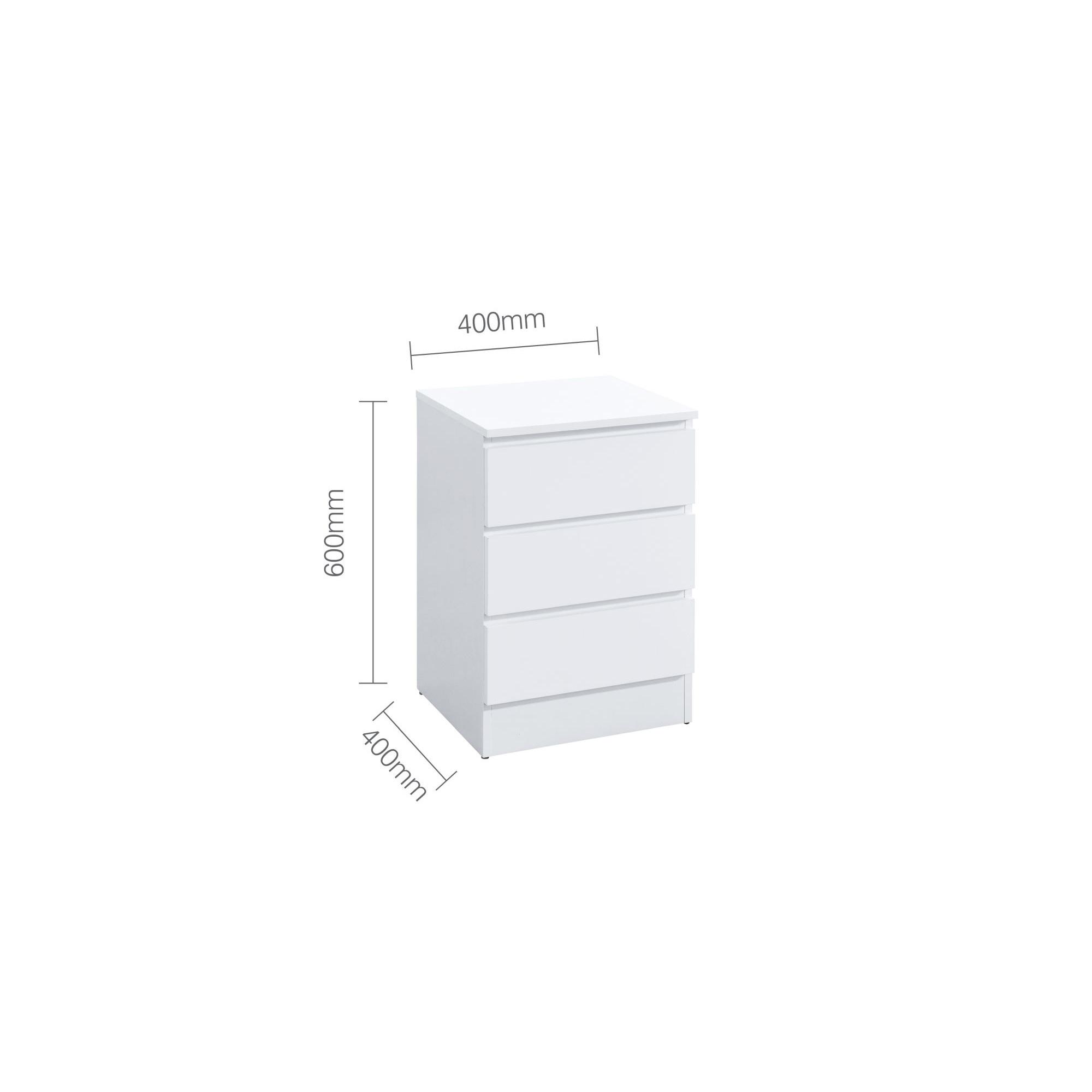 Oslo Bedside Cabinet - 3 Drawer - White