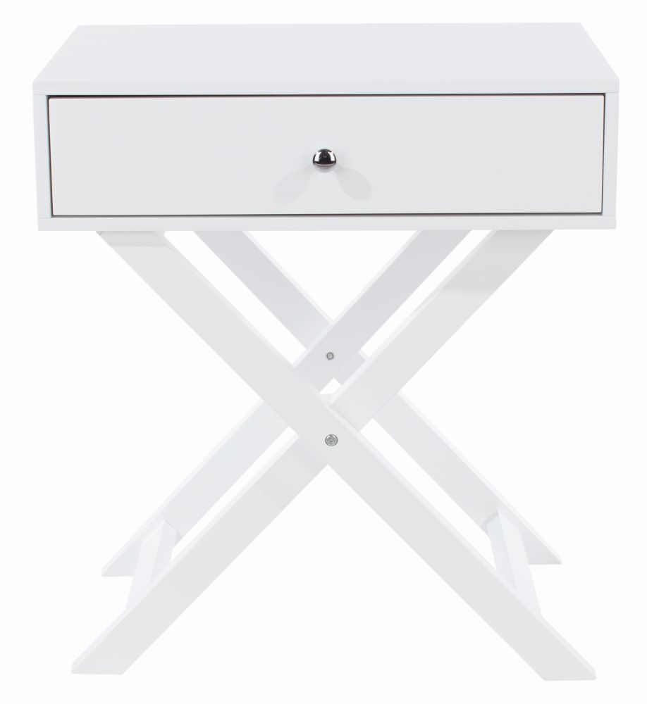 Options White 1 Drawer Bedside Cabinet with X Legs