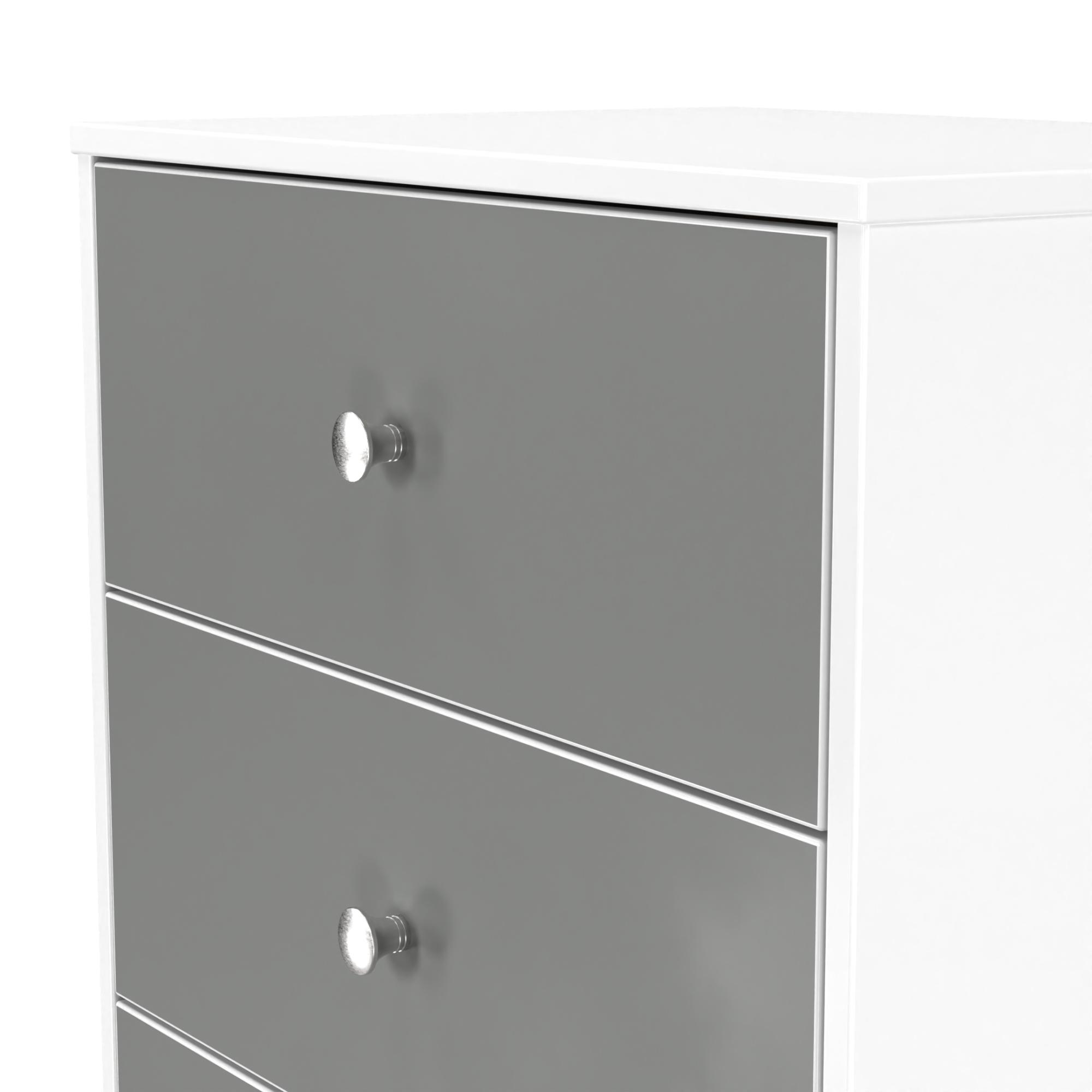 Padstow Bedside Cabinet - 3 Drawer - Grey and White