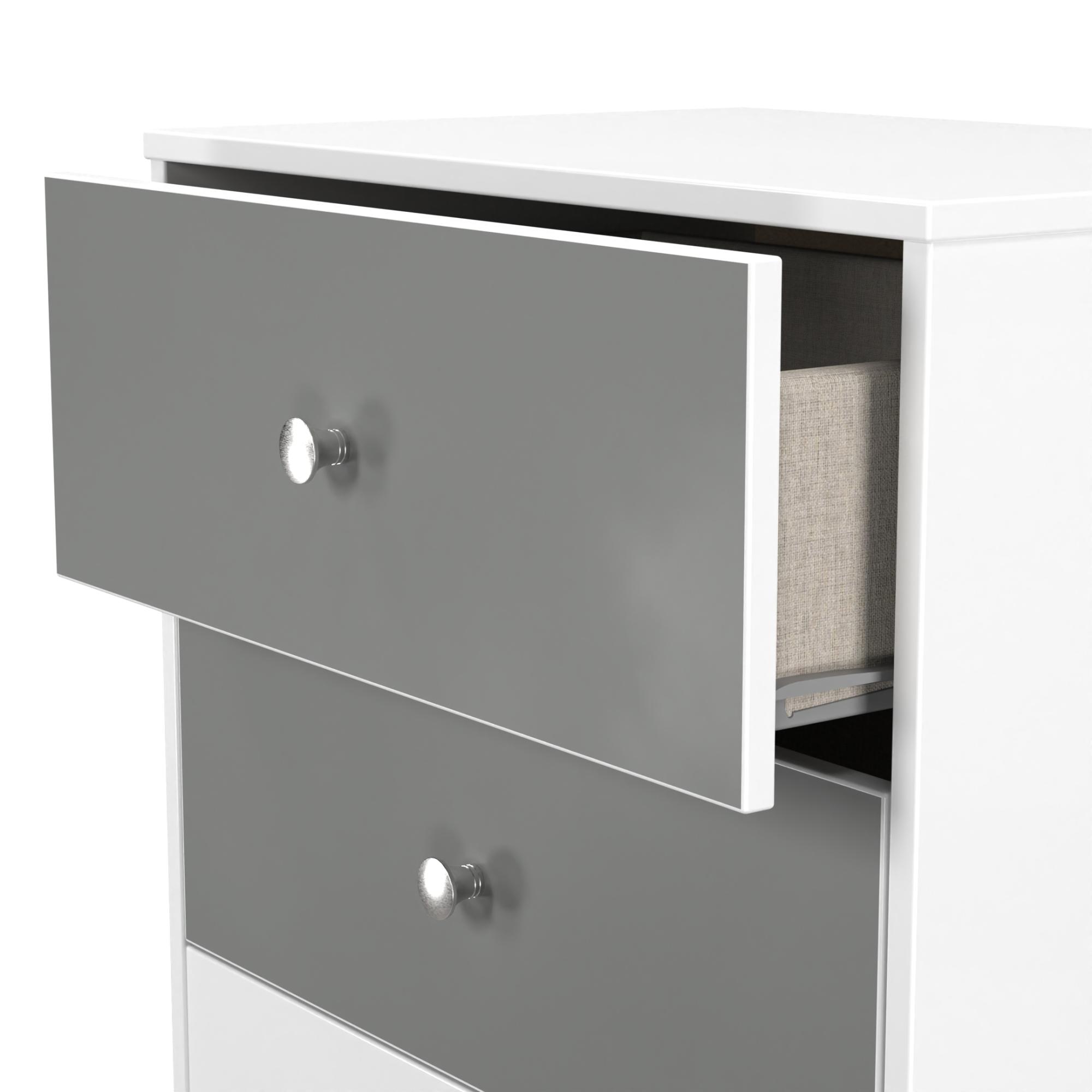 Padstow Bedside Cabinet - 2 Drawer - Grey and White Matt