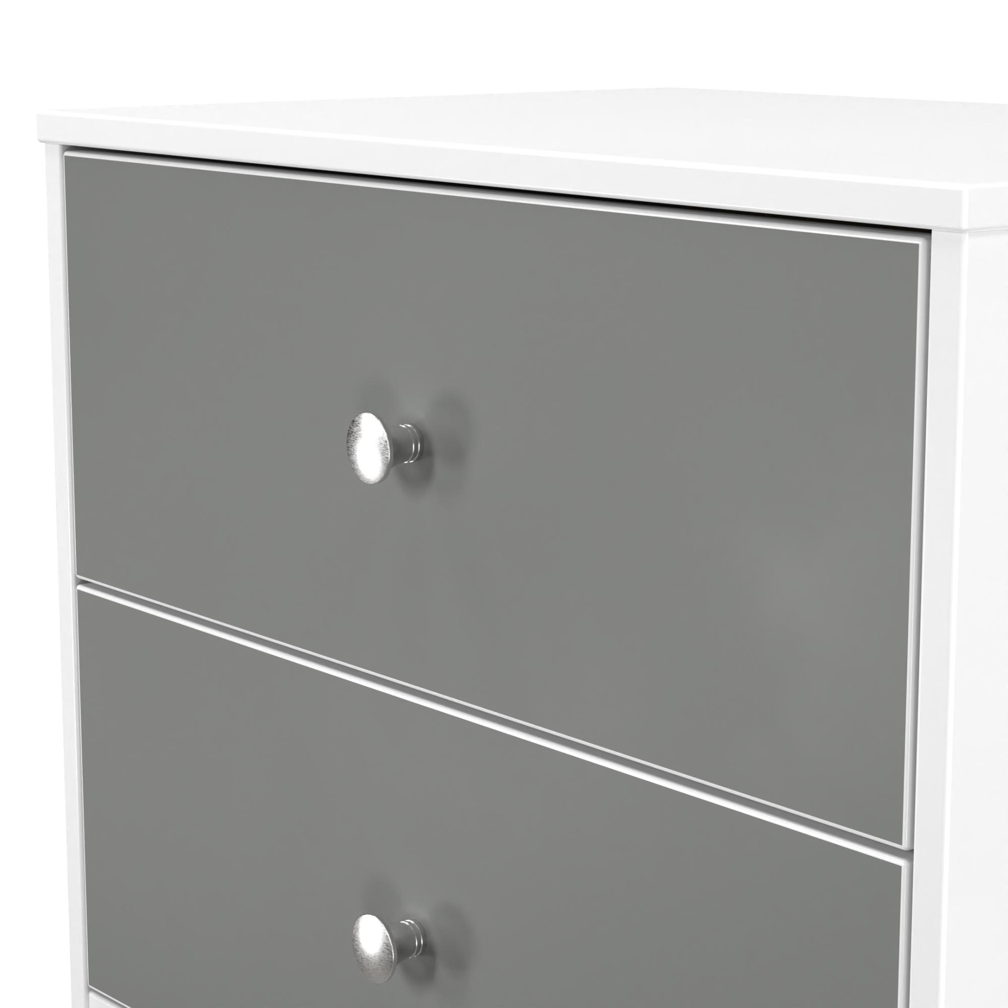 Padstow Bedside Cabinet - 2 Drawer - Grey and White Matt