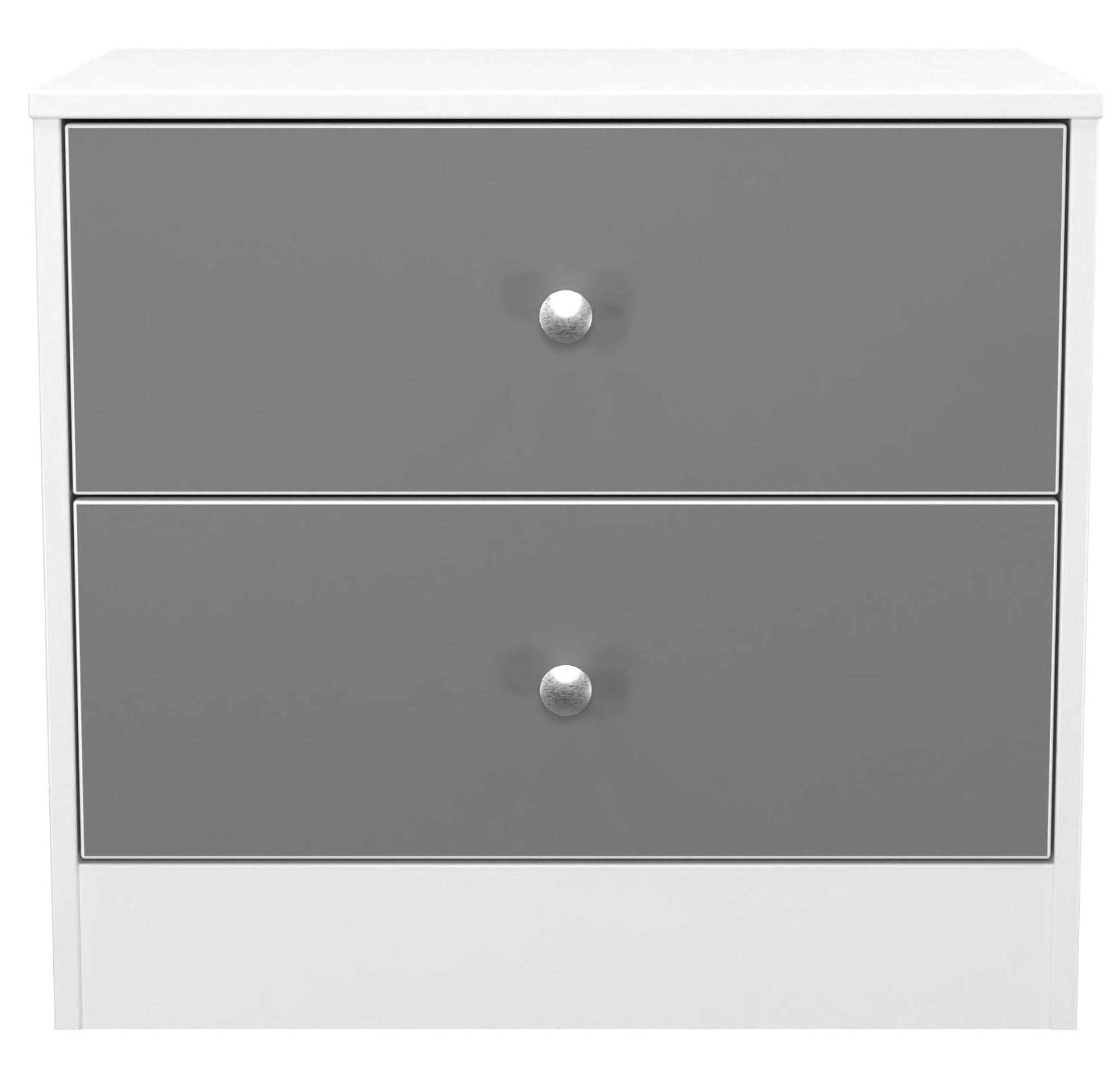 Padstow Grey and White Matt 2 Drawer Bedside Cabinet
