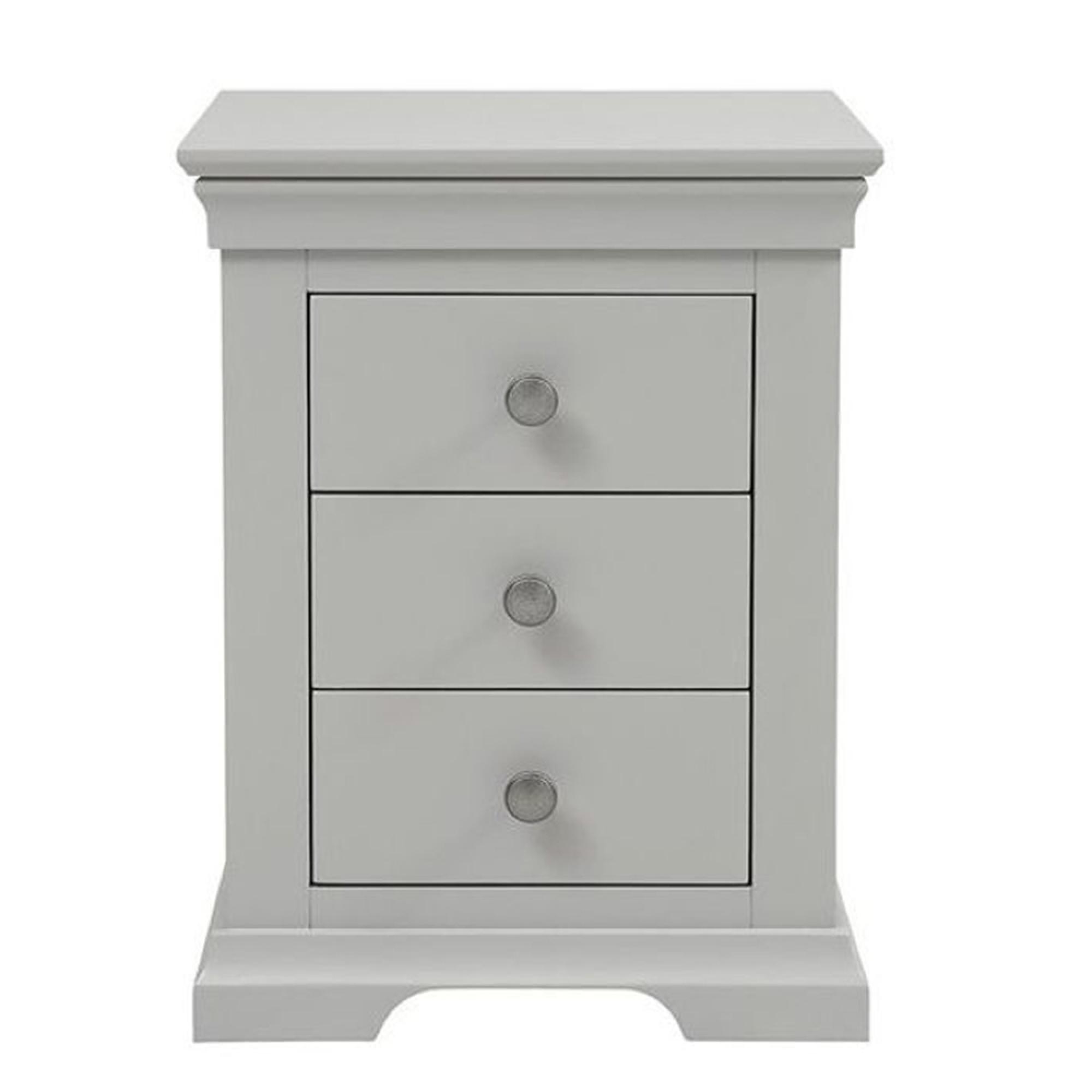 Paisley Grey Painted 3 Drawer Bedside Cabinet