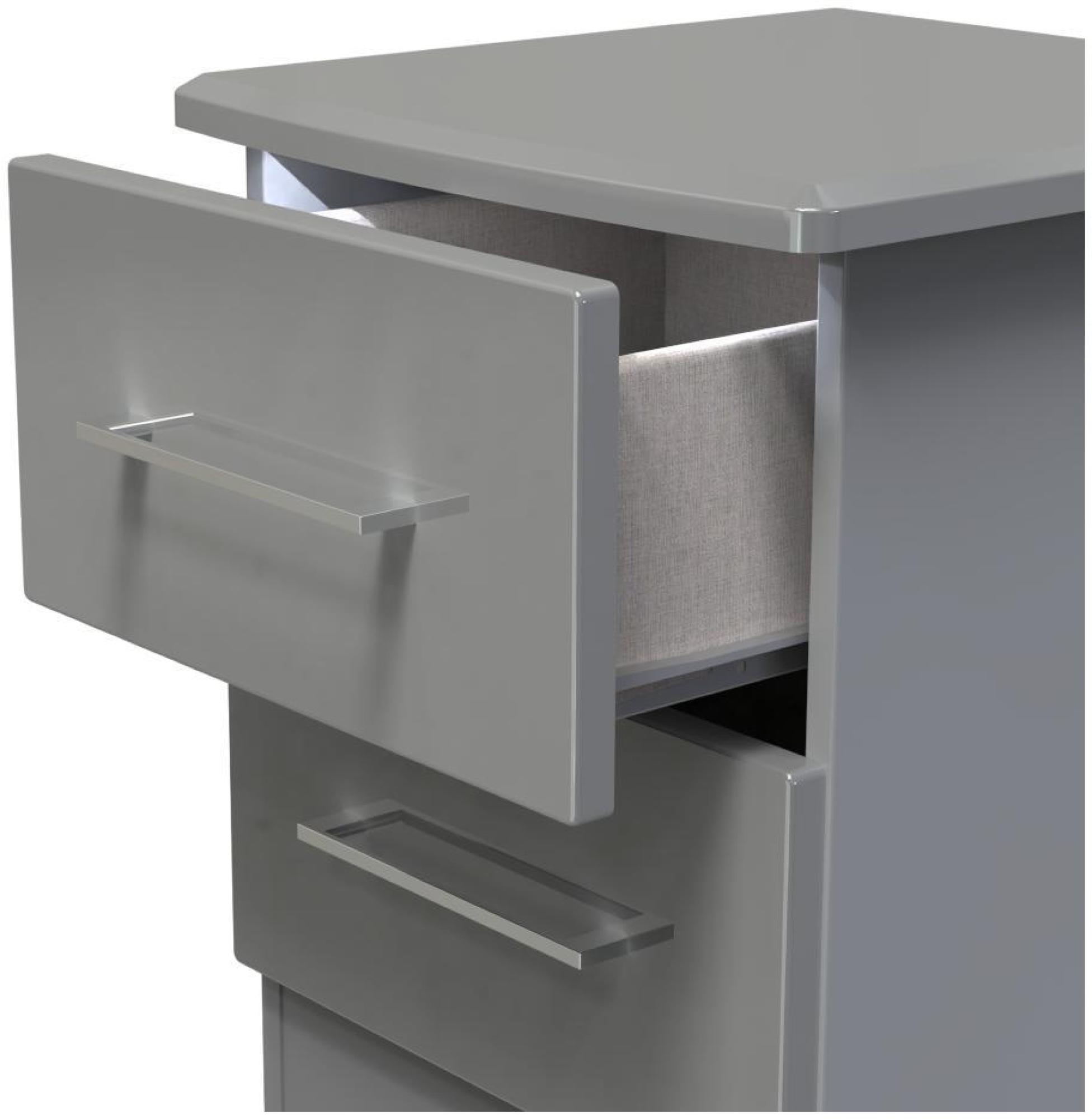 Paris Bedside Cabinet - 2 Drawer - Grey Gloss