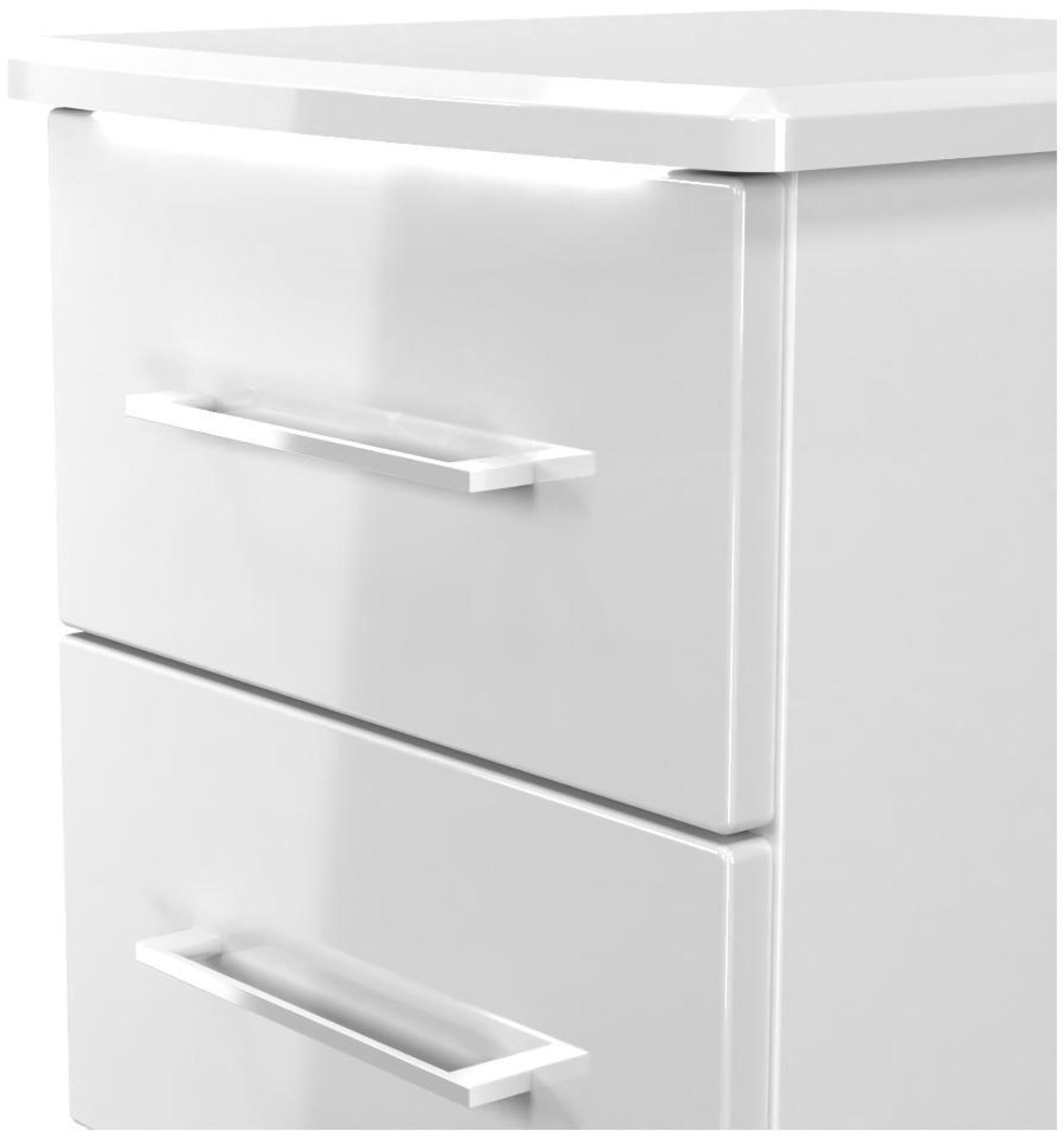 Paris Bedside Cabinet - 3 Drawer - White Gloss