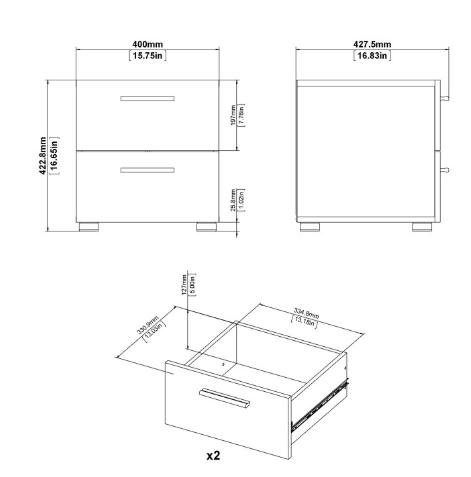 Pepe Bedside Cabinet - 2 Drawer - Truffle Oak