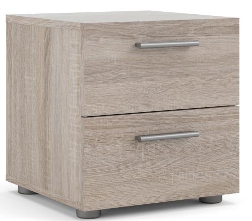 Pepe Truffle Oak Effect 2 Drawer Bedside Cabinet