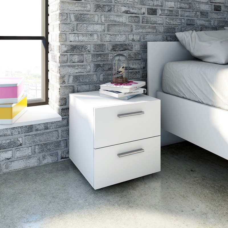 Pepe Bedside Cabinet - 2 Drawer - White