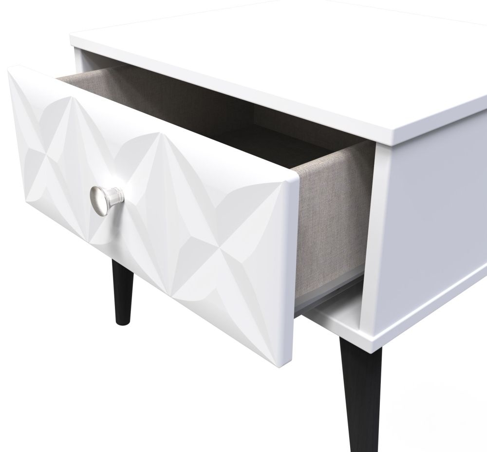 Pixel Bedside Table - 1 Drawer - White