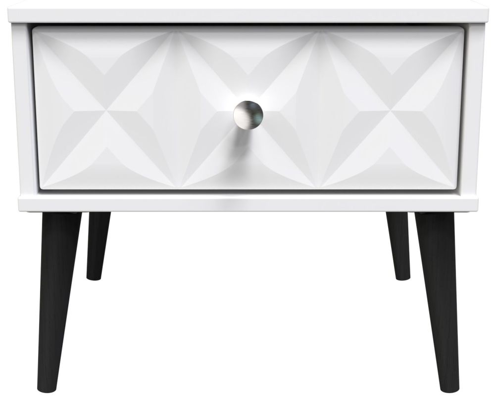 Pixel White 1 Drawer Bedside Table