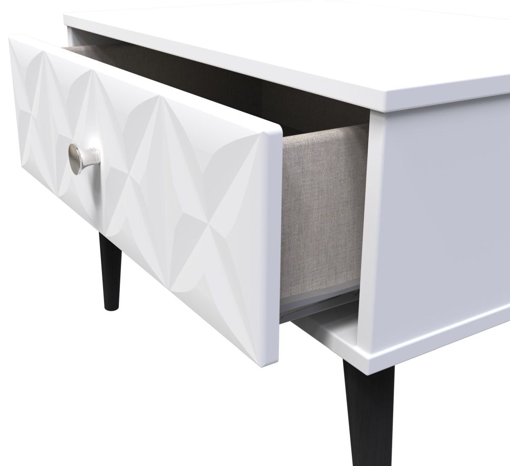 Pixel Bedside Table - Midi - 1 Drawer - White