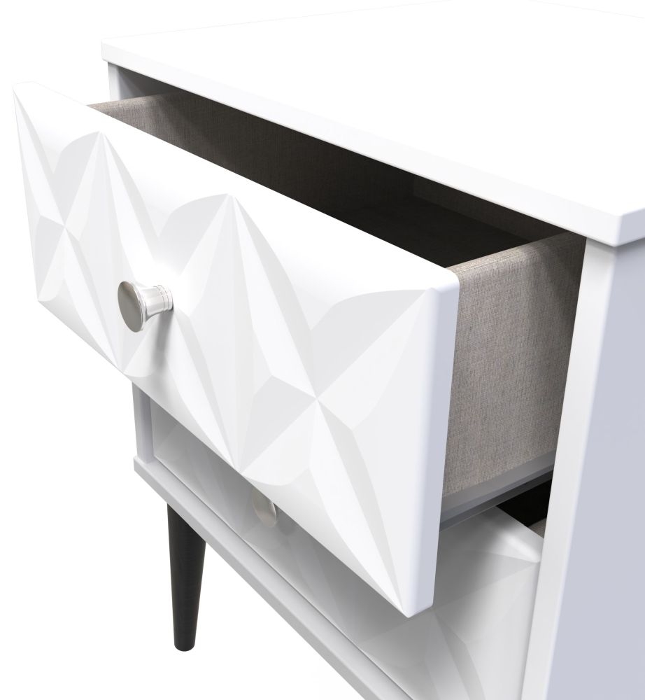 Pixel Bedside Cabinet - 2 Drawer - White
