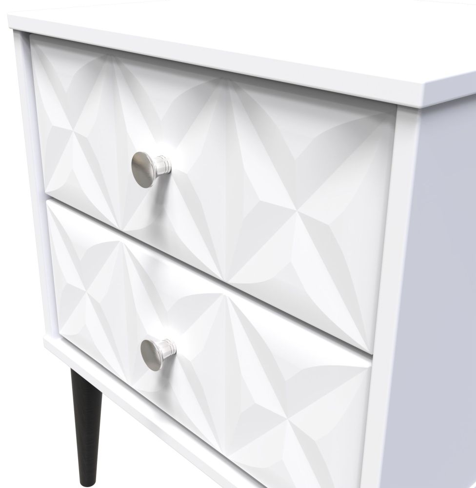 Pixel Bedside Cabinet - 2 Drawer - White