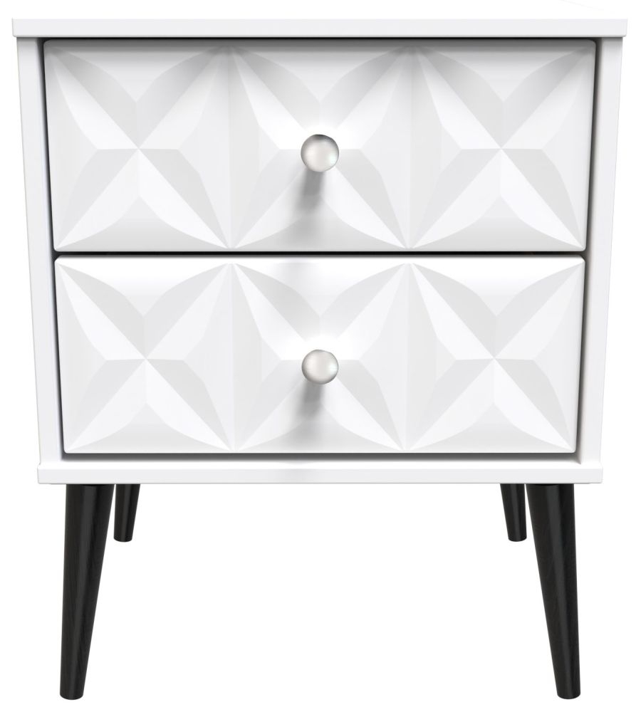 Pixel White 2 Drawer Bedside Cabinet