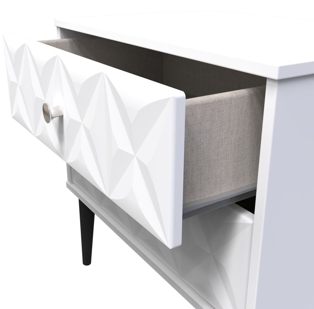 Pixel Bedside Table - Midi - 2 Drawer - White