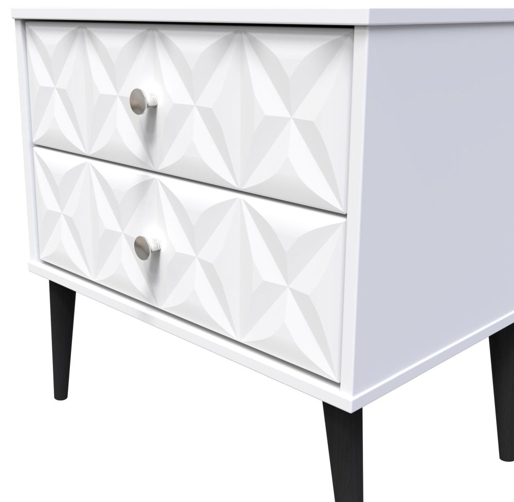 Pixel Bedside Table - Midi - 2 Drawer - White