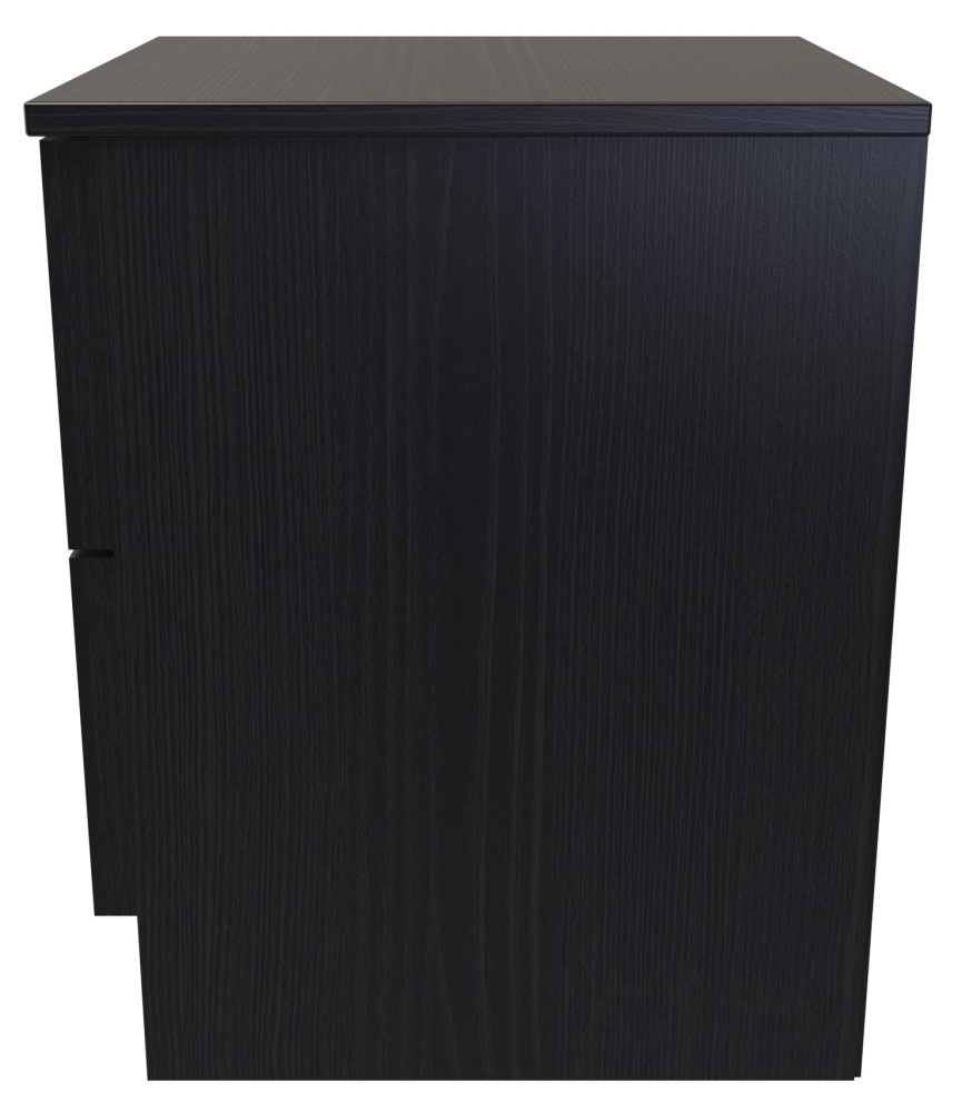 Rattan and Black Ash Bedside Cabinet - 2 Drawer