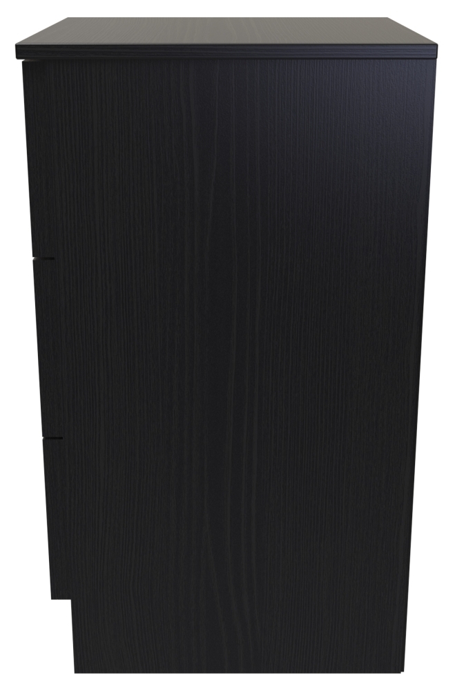 Rattan and Black Ash Bedside Cabinet - 3 Drawer