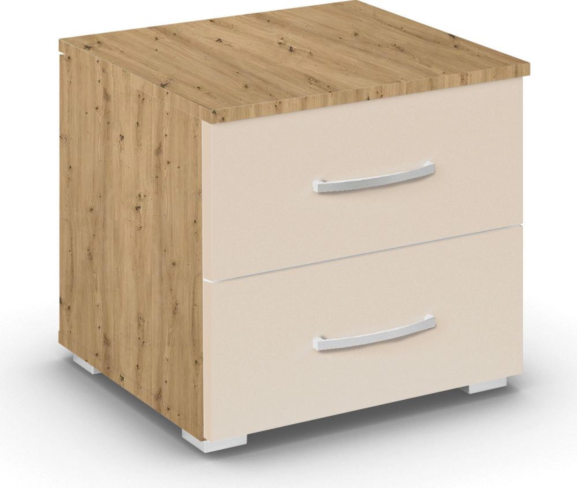 Rauch Aditio 2 Drawer Bedside Cabinet - Artisan Oak and Champagne