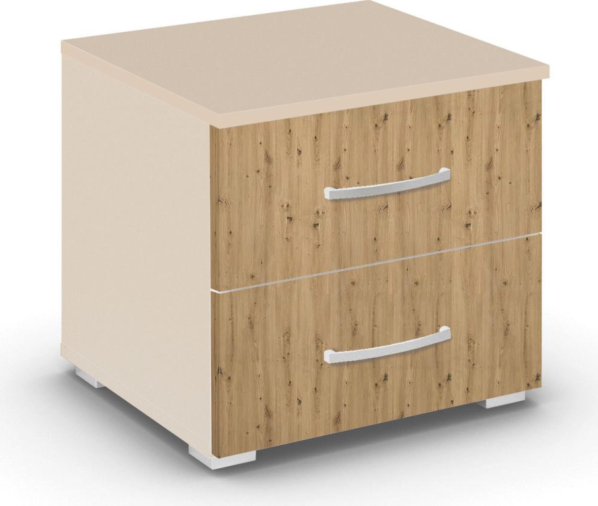 Rauch Aditio 2 Drawer Bedside Cabinet - Champagne and Artisan Oak