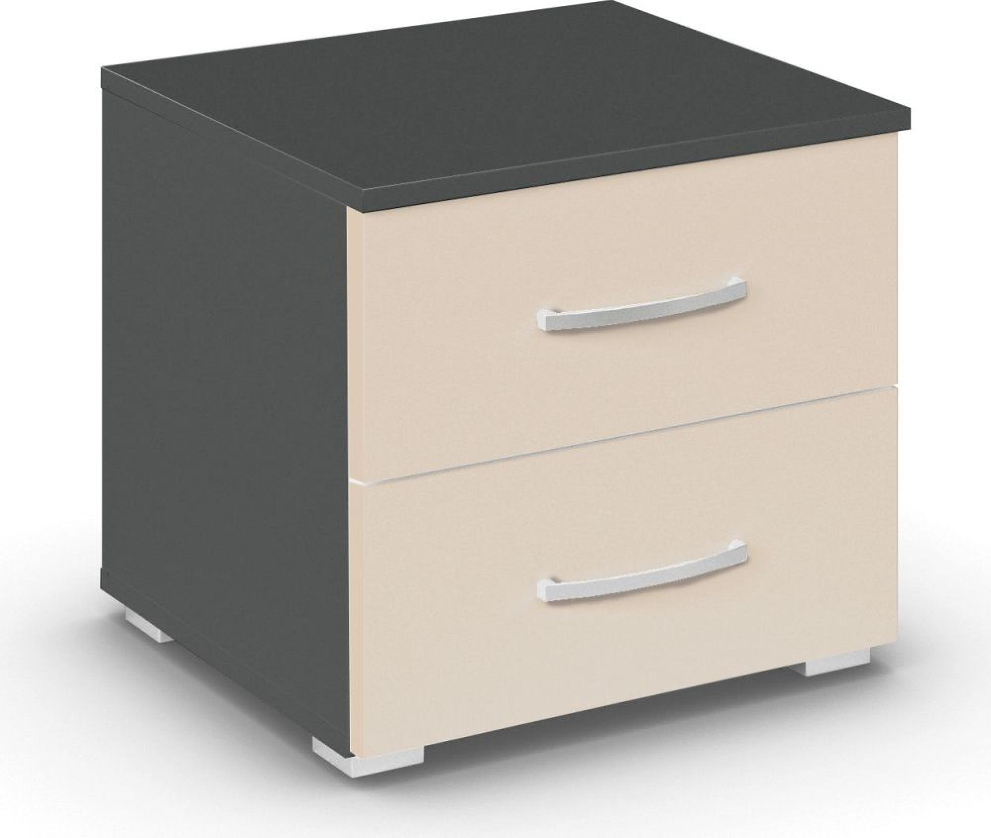 Rauch Aditio 2 Drawer Bedside Cabinet - Metallic Dark Grey and Champagne