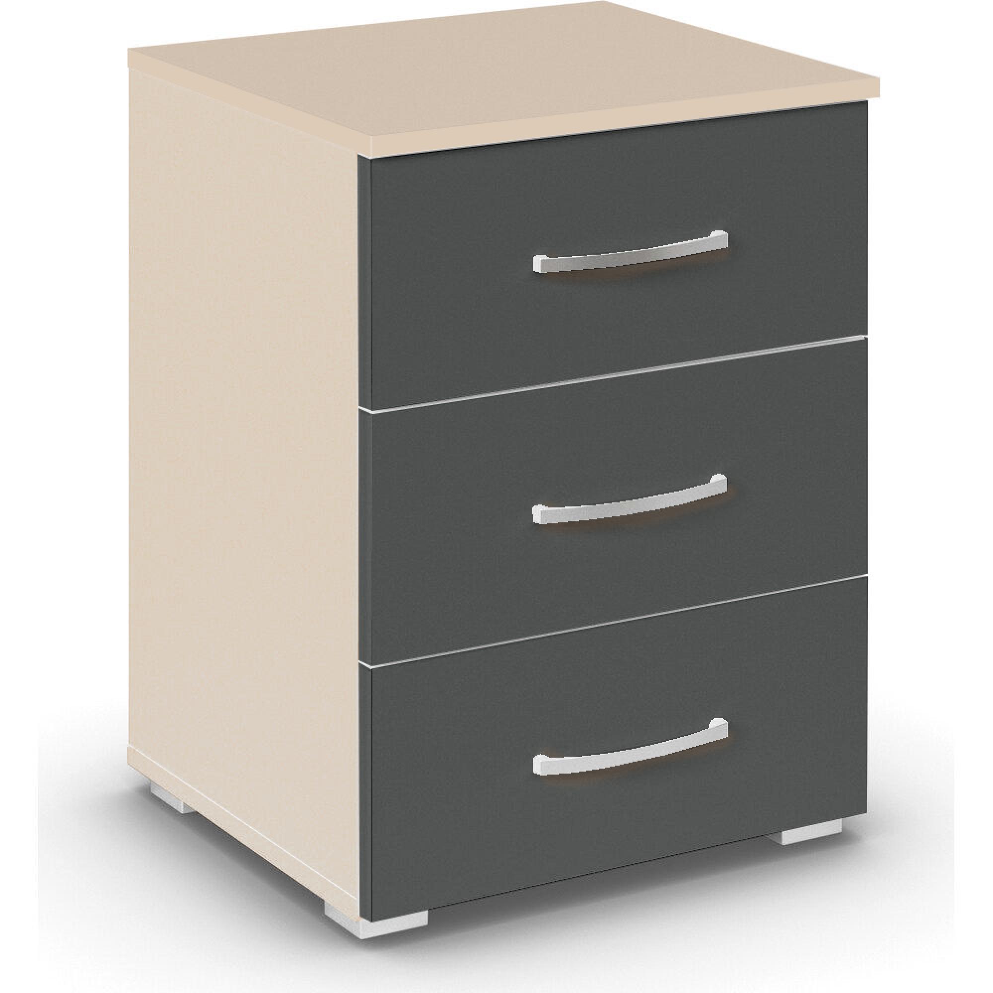 Rauch Aditio 3 Drawer Bedside Cabinet - Champagne and Metallic Dark Grey