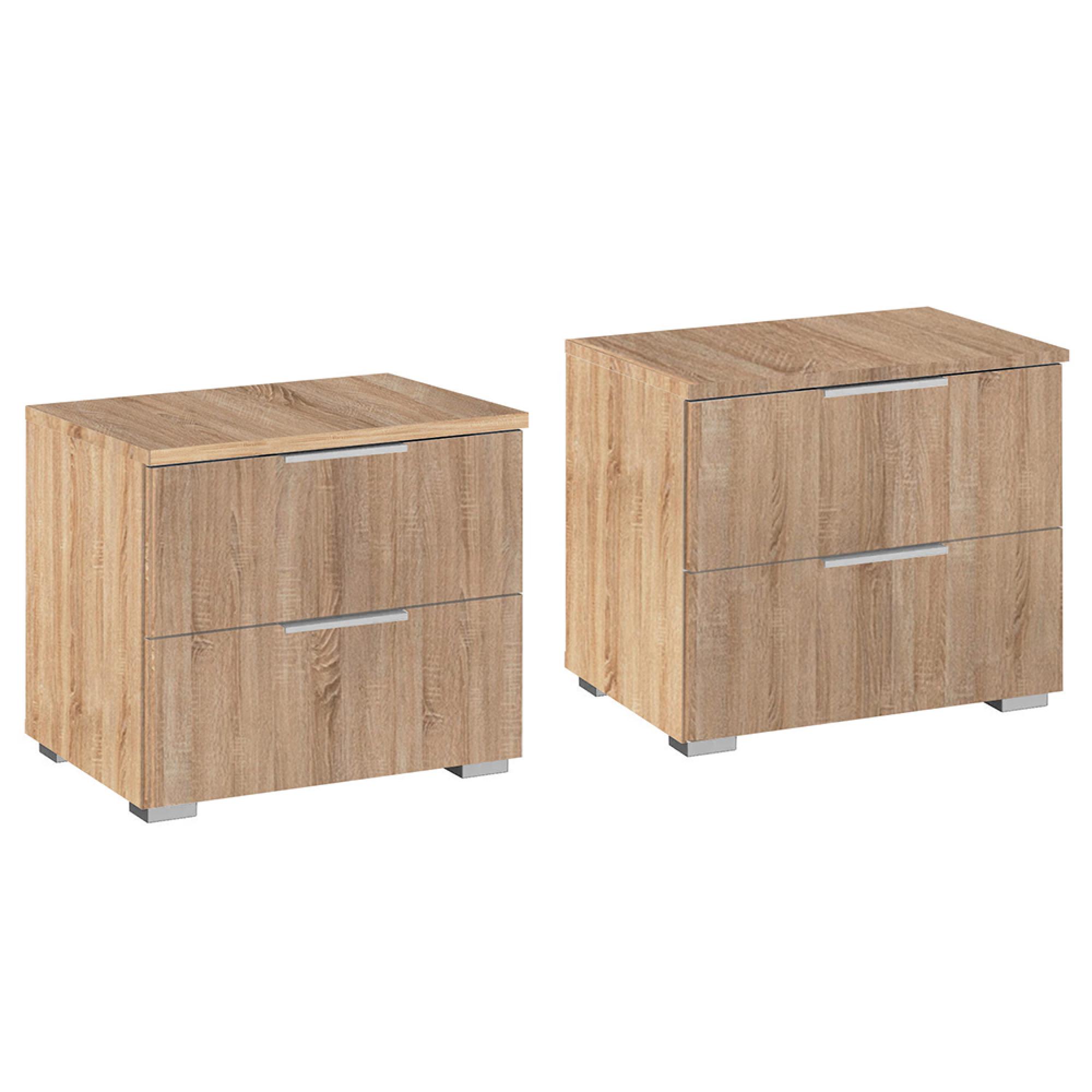 Rauch Alabama 2 Drawer Bedside Cabinet - Set of 2 - Sonoma Oak