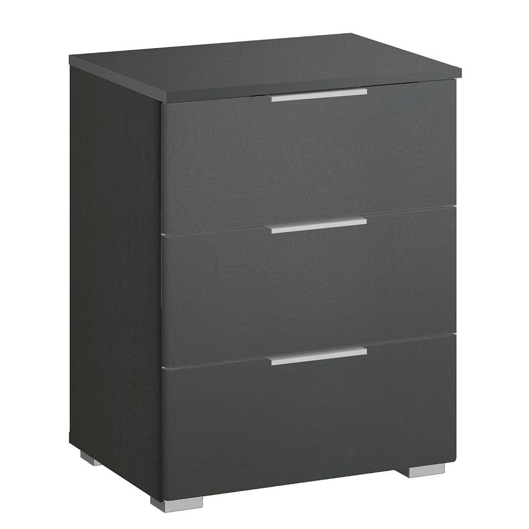 Rauch Alabama 3 Drawer Bedside Cabinet - Metallic Dark Grey