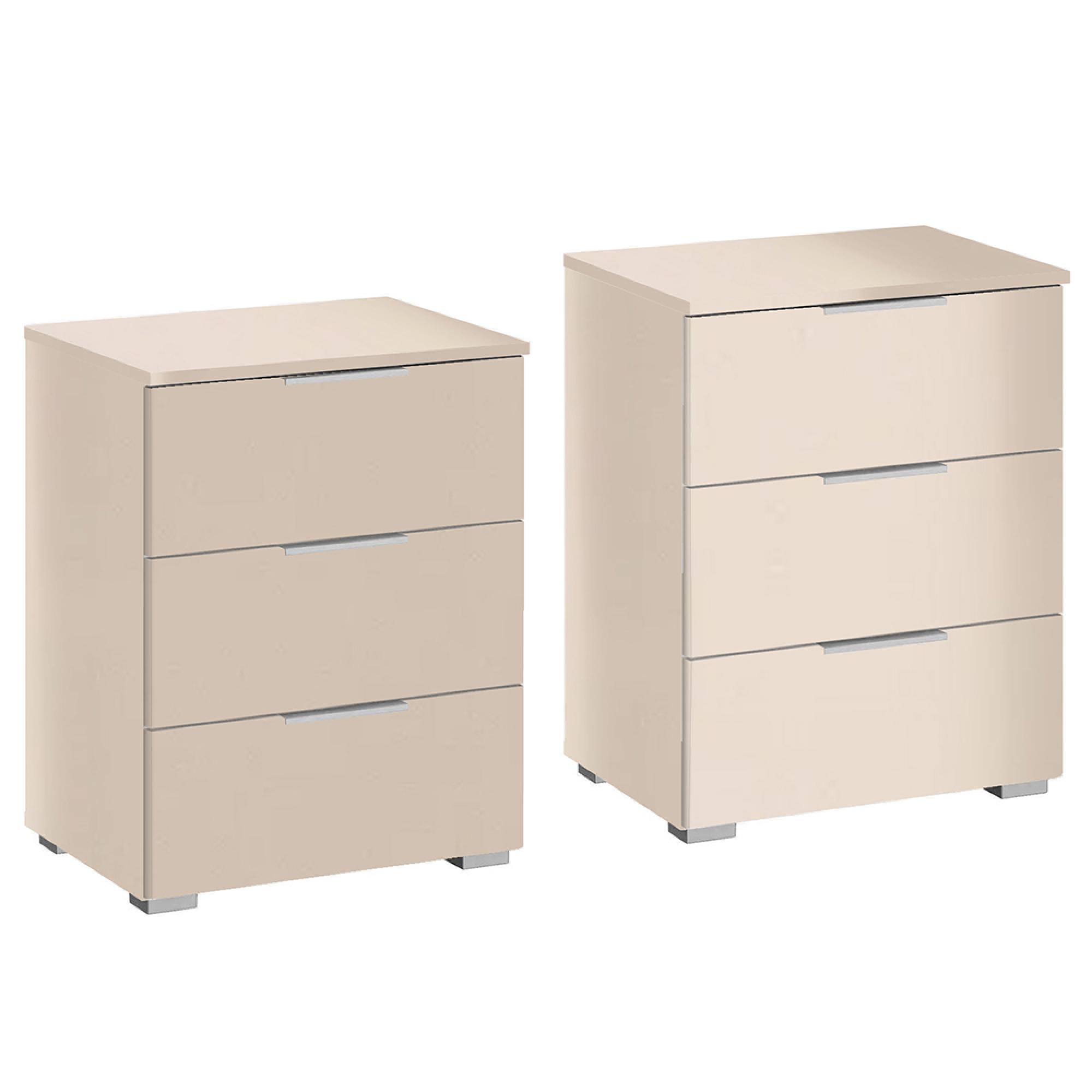 Rauch Alabama 3 Drawer Bedside Cabinet - Set of 2 - Champagne