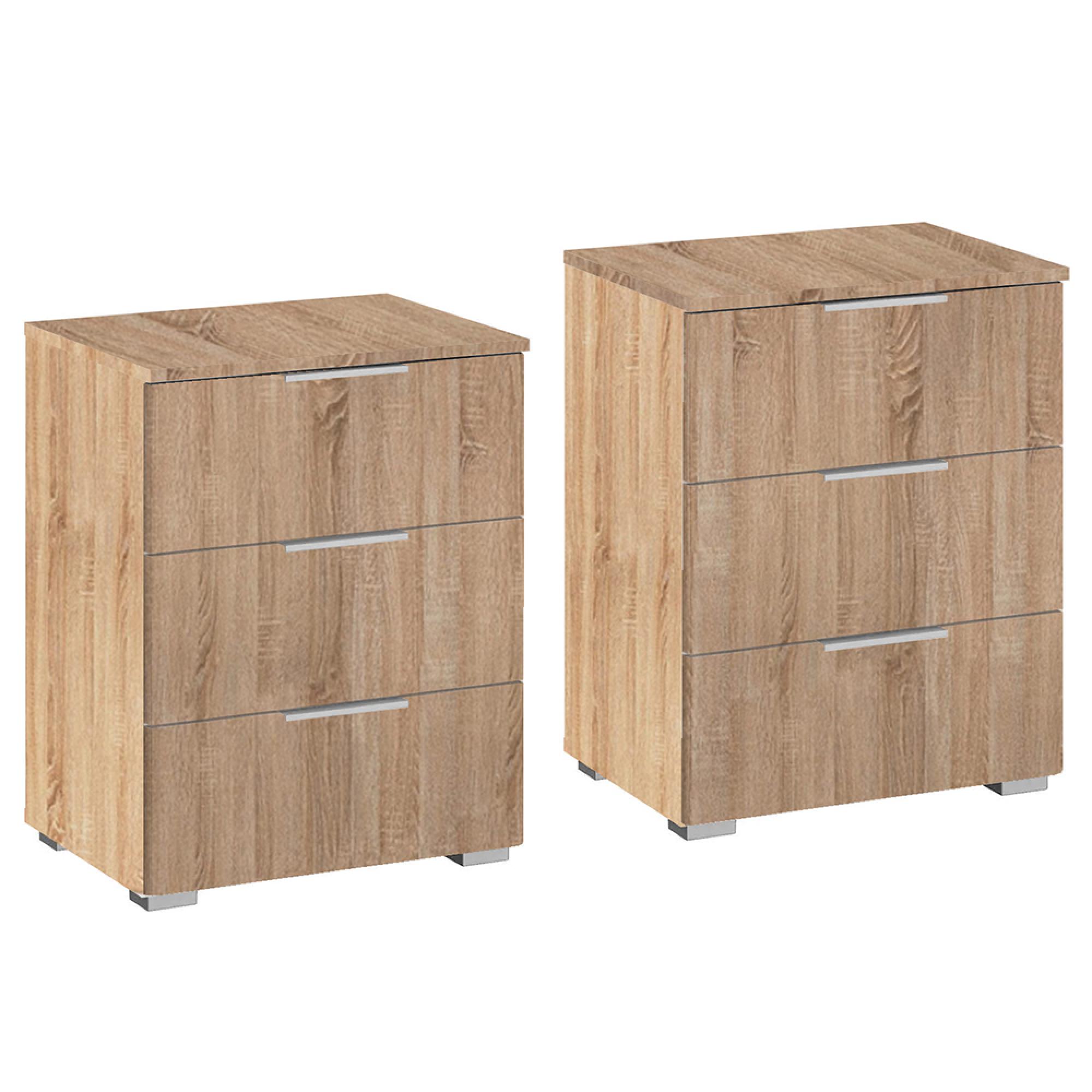 Rauch Alabama 3 Drawer Bedside Cabinet - Set of 2 - Sonoma Oak