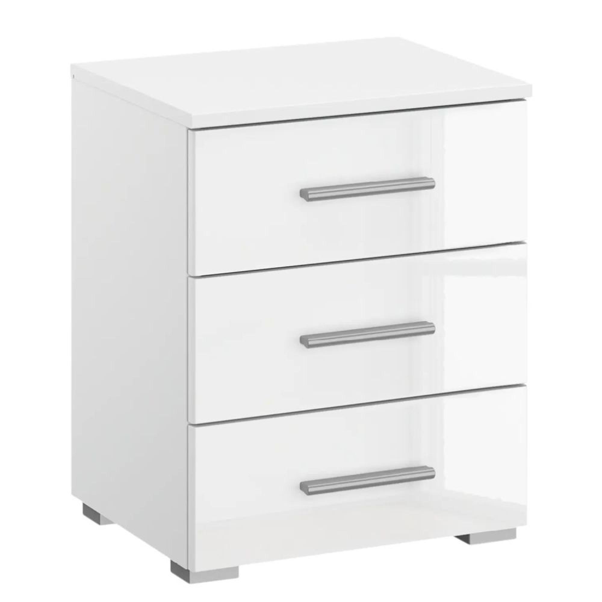 Rauch Base 3 Drawer Bedside Cabinet - Alpine White and White High Gloss