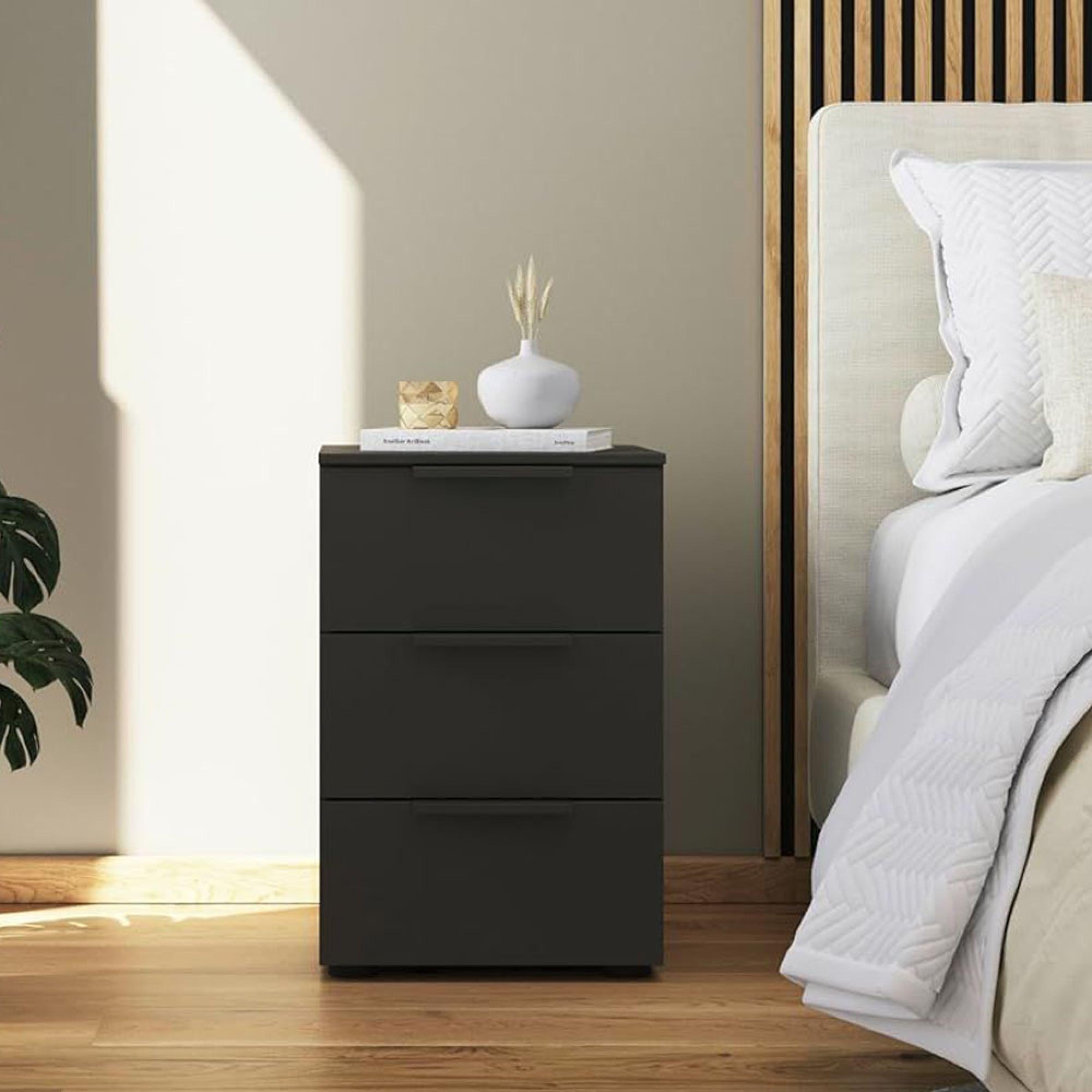 Rauch Flipp 3 Drawer Bedside Cabinet with Adjustable Height - Graphite