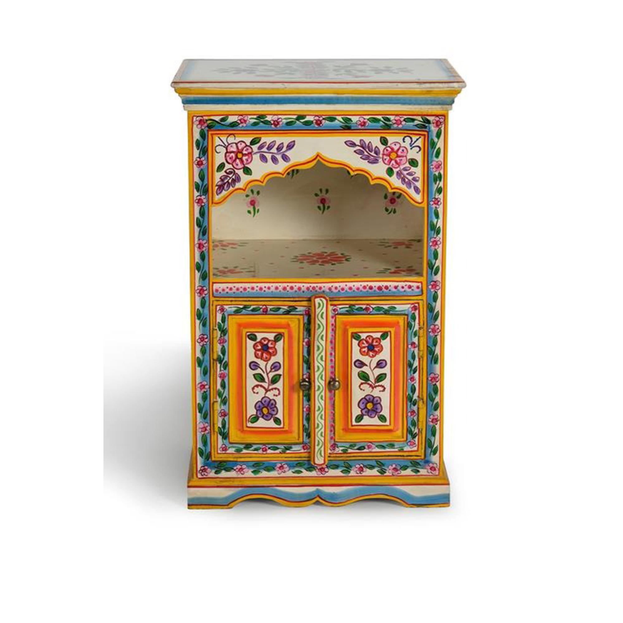 Raya Bedside Cabinet - Mango Wood - Painted - 2 Door