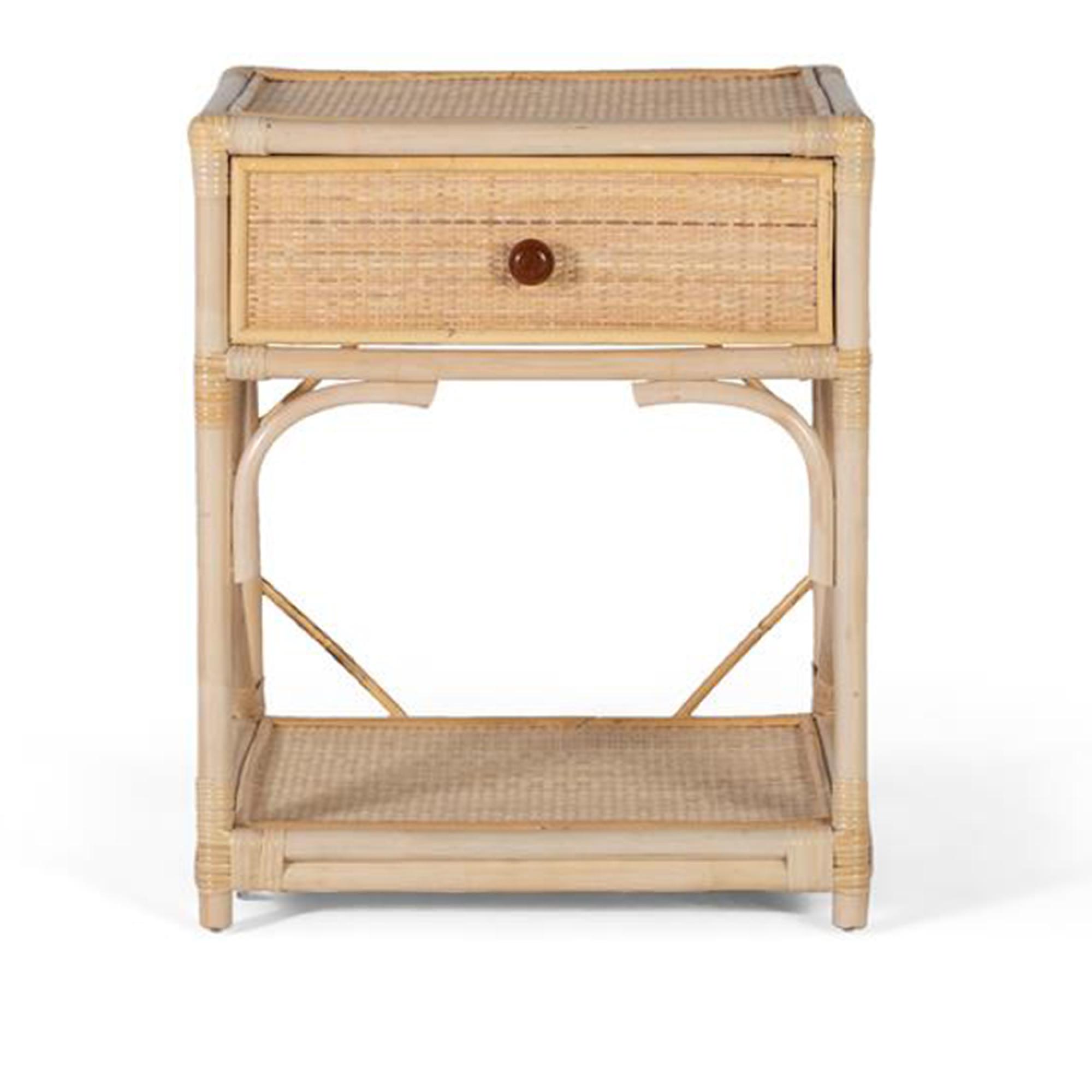 Revak Bedside Table - Natural Rattan - 1 Drawer