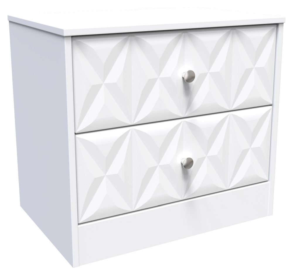 San Jose Bedside Cabinet - 2 Drawer - White