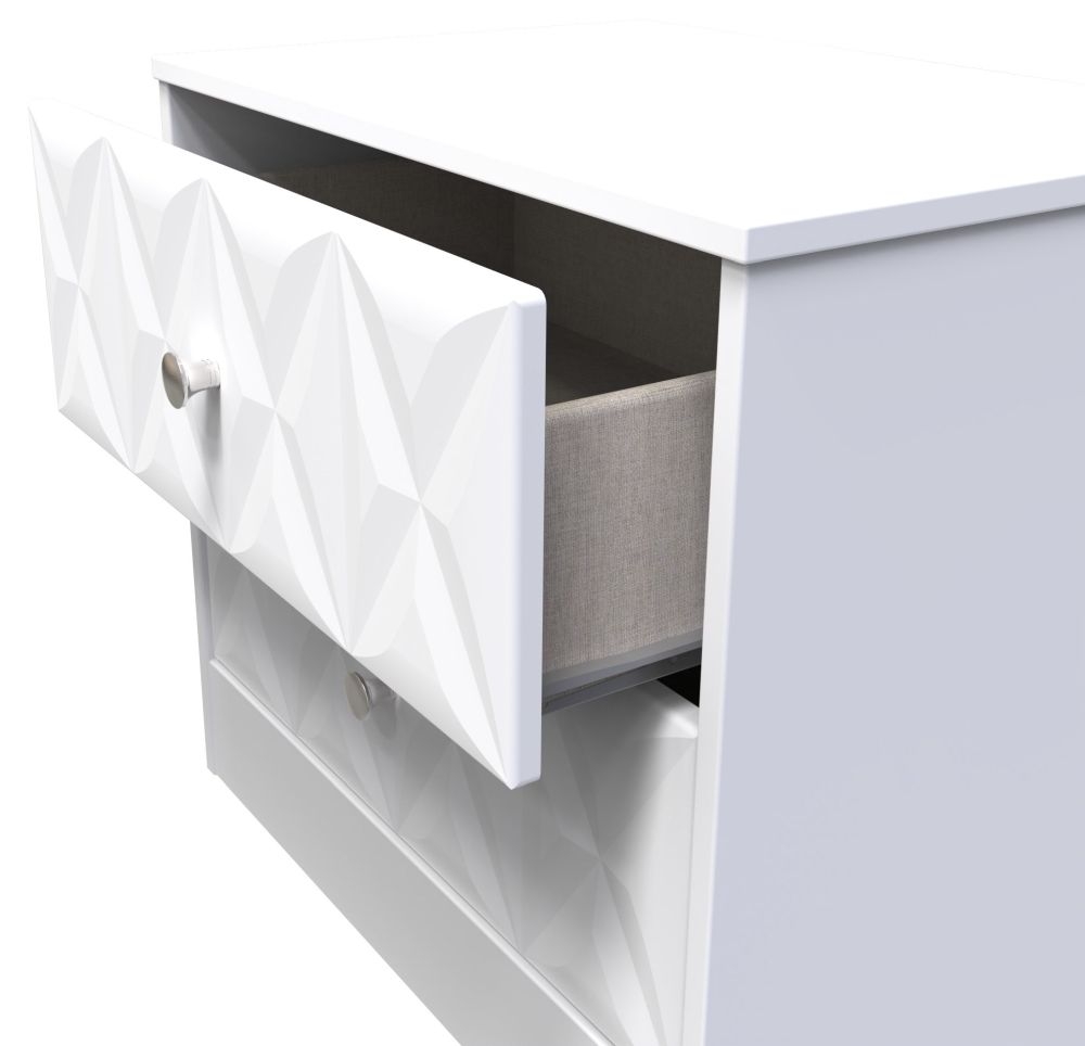 San Jose Bedside Cabinet - 2 Drawer - White