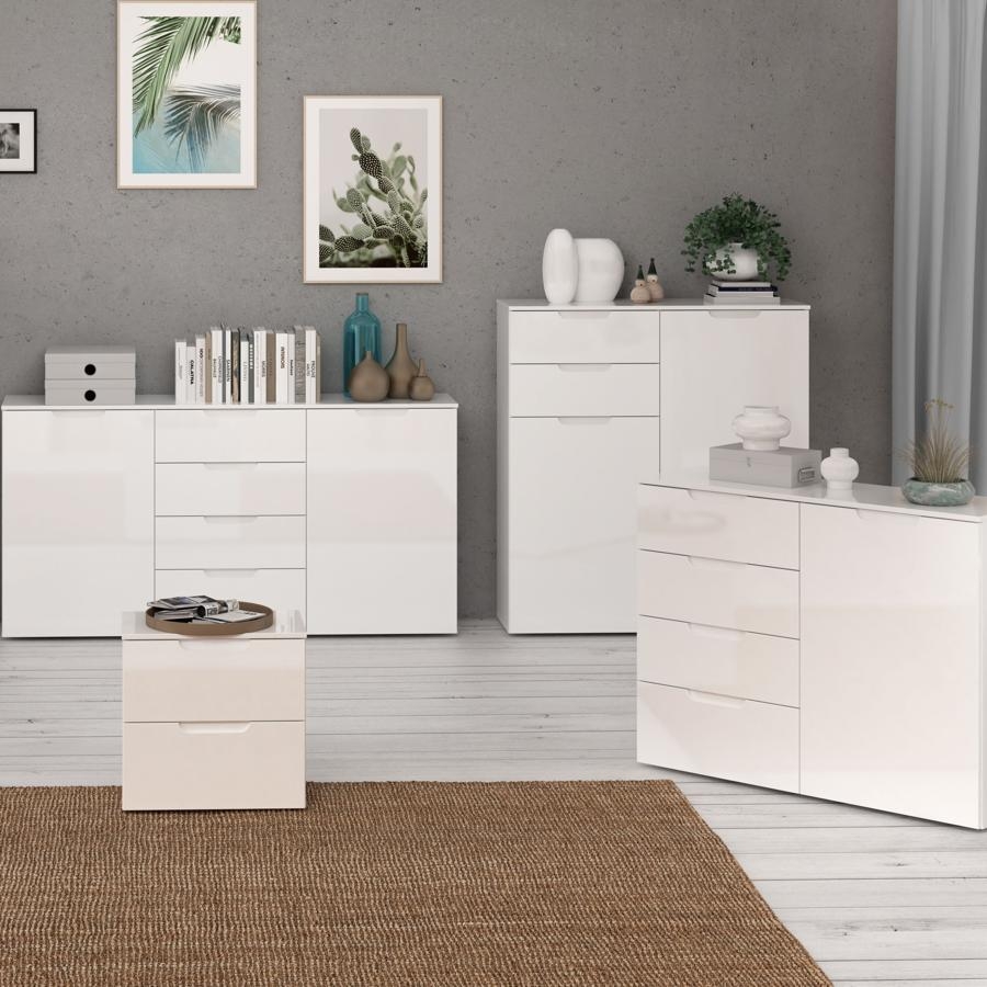 Sienna Bedside Cabinet - 2 Drawer - White Gloss